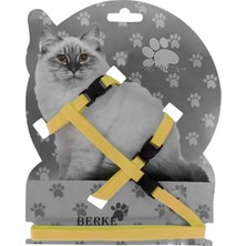 TeknoKapsül Gezdirme Kayışlı Dokuma Kedi Göğüs Tasma Seti 20*32-120 cm Sarı