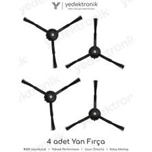 Yedektronik Roborock Qrevo Uyumlu 4'lü Yan Fırça Seti Siyah (Qrevo S,l,c Ye Uymaz!) | Yüksek Kalite
