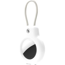 OEM Airtag ile Uyumlu Superlock Serisi Kilitli Kılıf ve Darbelere Karşı Ultra Güçlü Koruyucu Anahtarlık (Beyaz)