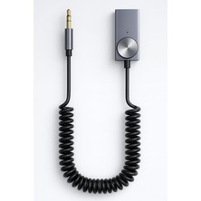 OEM Aux Bluetooth 5.0 Alıcı Adaptör Mikrofonlu USB Beslemeli Araç ve Ev Tipi Ses Sistemlerine Uyumlu Spiral Kablo Aux To Bluetooth Çevirici