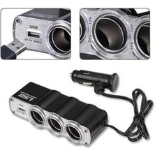 OEM 3 Çıkışlı 12/24 Volt USB Oto Çakmaklık Çoğaltıcı, 60W, Siyah