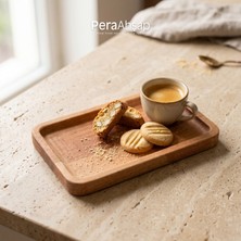 Pera Wooden Tray Kayın Ahşap Sunum Tepsisi Çerezlik Mini Servis Tepsisi 17X11 cm