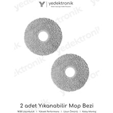 Yedektronik Roborock Qrevo S / Qrevo Maxv / Qrevo Pro Uyumlu 2'li Yuvarlak Mop Bezi Seti | Yüksek Kalite