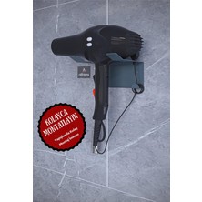 OEM Antrasit Saç Kurutma Makinesi Tutacağı, Banyo Lavabo Fön Makinesi Askısı Ultra Güçlü Yapışkanlı