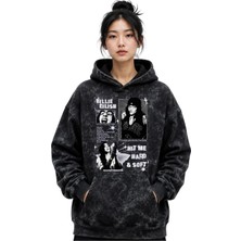 Sevbano Billie Eilish Şarkıcı Baskılı Unisex Oversize Yıkamalı Premium Hoodie Sweatshirt