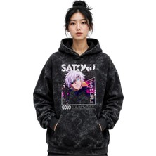 Sevbano Gojo Satoru Jujutsu Kaisen Anime Baskılı Unisex Oversize Yıkamalı Premium Hoodie Sweatshirt