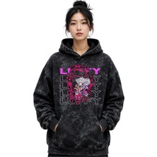 Sevbano Monkey D. Luffy One Piece Anime Baskılı Unisex Oversize Yıkamalı Premium Hoodie Sweatshirt