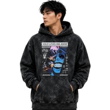 Sevbano Solo Leveling Arise Anime Baskılı Unisex Oversize Yıkamalı Premium Hoodie Sweatshirt