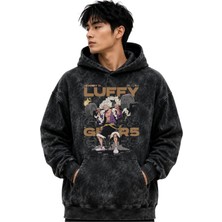 Sevbano Monkey D. Luffy Gear 5 One Piece Anime Baskılı Unisex Oversize Yıkamalı Premium Hoodie Sweatshirt