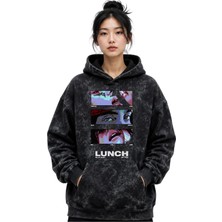 Sevbano Billie Eilish Lunch Şarkıcı Baskılı Unisex Oversize Yıkamalı Premium Hoodie Sweatshirt