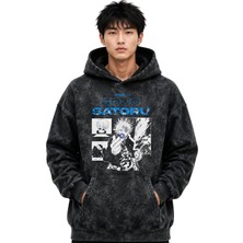 Sevbano Gojo Satoru Jujutsu Kaisen Anime Baskılı Unisex Oversize Yıkamalı Premium Hoodie Sweatshirt