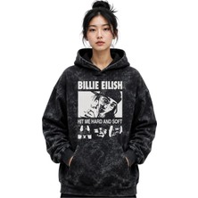 Sevbano Billie Eilish Şarkıcı Baskılı Unisex Oversize Yıkamalı Premium Hoodie Sweatshirt