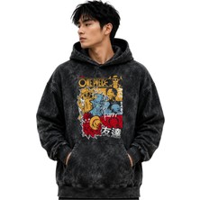 Sevbano One Piece Karakterler Anime Baskılı Unisex Oversize Yıkamalı Premium Hoodie Sweatshirt
