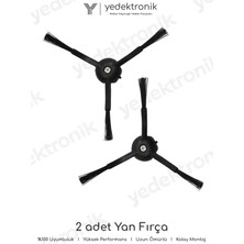 Yedektronik Roborock Q8 Max / Q8 Max Plus / Q5 Pro / Q5 Pro Plus Uyumlu 2'li Siyah Yan Fırça Seti | Yüksek Kalite