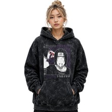 Sevbano Sasuke Uchiha Naruto Anime Baskılı Unisex Oversize Yıkamalı Premium Hoodie Sweatshirt