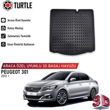 Turtle Peugeot 301 2012-2026 Uyumlu 3D Havuzlu Bagaj Havuzu