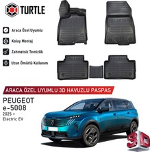 Turtle Peugeot E-5008 Ev 2025-2026 Uyumlu 3D Havuzlu Oto Paspas