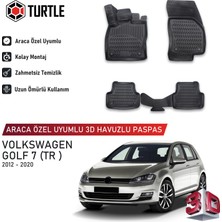 Turtle Volkswagen Golf (Mk7-Typ 5g) 2013-2021 Uyumlu 3D Havuzlu Oto Paspas