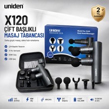 Uniden Çift Başlıklı Masaj Tabancası | 5 Hız Seviyesi | 60W Güç | USB Şarj | Taşınabilir Masaj Cihazı | Çantalı