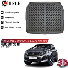Turtle Peugeot 3008 (P84) 2017-2024 Uyumlu 3D Havuzlu Bagaj Havuzu