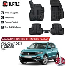 Turtle Volkswagen T-Cross (C11) 2019-2026 Uyumlu 3D Havuzlu Oto Paspas