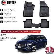 Turtle Fiat Egea Hb 2016-2026 Uyumlu 3D Havuzlu Oto Paspas