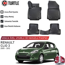 Turtle Renault Clio (Mk3) Hb 2005-2012 Uyumlu 3D Havuzlu Oto Paspas