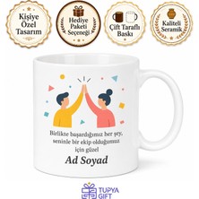 Tupya Gift Isme Özel Takım Arkadaşım Yazılı Kupa Bardak Hediye Özel Tasarım