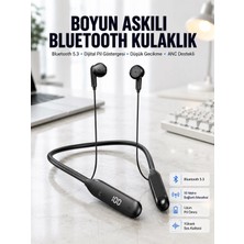 İlkyaz Fashion 60 Saat Kablolu Boyun Askılı Dijital Göstergeli Bluetooth Kulaklığı Yeni Nesil