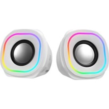 Segment Mikado MD-180 2.0 3W-2 Beyaz Rgb Aydınlatmalı USB + 3.5mm USB 5V Speaker Hoparlör (Kdo)