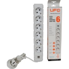 OEM Akım Korumalı Grup Priz 3 mt Beyaz 6’lı ve 2’li USB Şarj Aleti 2500 Watt