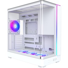 OEM King 45 Pro Atx Pc Kasası, Kavisli Panoramik Cam, Baca Hava Akışı, 360 mm Radyatör Desteği, Yüksek Performanslı Sistemler Için Kompakt Yapı, Fan Hubı ile Önceden Takılmış 4 Argb Pwm Fan, Beyaz