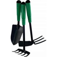 OEM 3lü Mini Bahçe Hobi Seti Kürek-Çapa-Tırmık MHT-324, Yeşil-Siyah