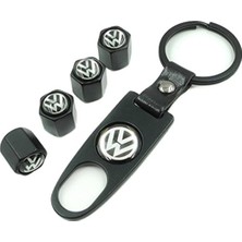 OEM Volkswagen ile Uyumlu Logo Anahtarlık Seti, 4 Sibop Kapağı, Siyah