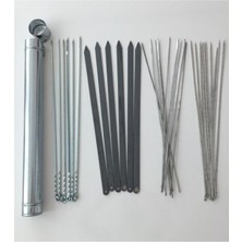 OEM Mobilreyon - Mangal Seti (60 Cm)- 6 Adana Kebap Şişi, 6 Patlıcan Şiş,10 Ciğer,10 Adet Kuşbaşı, Şiş Kabı