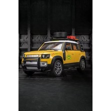 OEM Metal Sarı Işıklı Sesli 1:22 Ölçek Detaylı Açılır Kapı Land Rover Defender Camel Trophy Model Araba