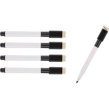 OEM Mini Beyaz Tahta Kalemi, Silgili ve Mıknatıslı, Siyah, 4'lü Set