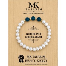 Mk Tasarım Gerçek Inci Gerçek Apatit Bileklik MK.7000.839- Rahatlık-Dinginlik-Enerji- Stres Bilekliği