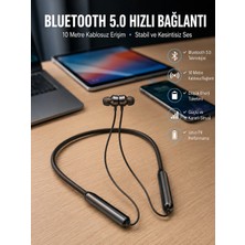 Mey İthalat Mey Ithalat® Dijital Göstergeli Kulak Içi Kablosuz Bluetooth Kulaklık Boyun Bantlı Yeni Nesil