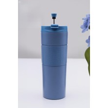 OEM Mavi French Pressli 450ML Çelik Termos