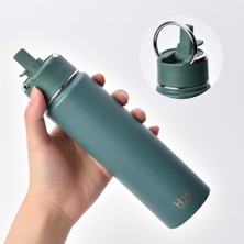 OEM 650 ml Paslanmaz Çelik Termos Matara - 4 Renk (Krem, Yeşil, Siyah, Mavi) - Sıcak ve Soğuk Tutan Sporcu Suluk ve Ofis Şişesi (Yeşil)