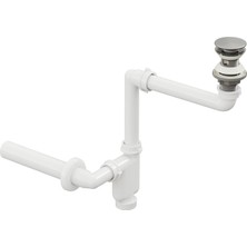 OEM Smart Pop-Up Sifon, Taşma Delikli Krom +Comfort Yer Kazandıran Lavabo Sifonu -2 Parça Set