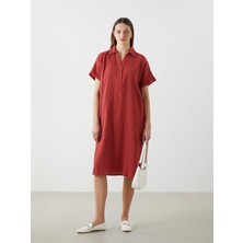 Lc Waikiki Yeni Sezon Gömlek Yaka Dokulu Oversize Elbise
