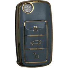 OEM Autohan Keys Vw Araç Anahtarı Koruma Kılıfı, Tiguan, Jetta, Golf, Polo Için, Lüks Nano Kaplama, Gri-Altın Renk, Premium Koruyucu Kılıf
