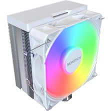 OEM NX400 Argb - Cpu Soğutucu, Tek Kule, 4 Gelişmiş Isı Borusu, 52 Kanatlı Isı Emici, E28, 120 mm Fdb Statik Basınçlı Fan, 28 mm Fan Kalınlığı, Köşe Kapağı Ayak Pedleri, Argb - Beyaz