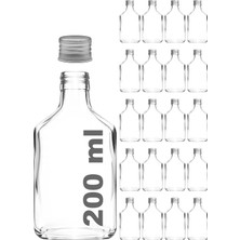 OEM 200 ml Yassı Şeffaf Cold Brew Şişesi Gümüş Metal Kapaklı 200 cc Soğuk Kahve Cam Şişe 20 Adet