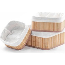 OEM 3'lü Çok Amaçlı Bambu Organizer Seti, Çok Boyutlu Mutfak Banyo Ev Sepetleri, Büyük, Orta, Küçük Boy