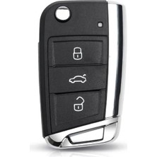 OEM Autohan Keys Volkswagen Için Krom Kaplama Anahtar Kumanda Kabı, 3 Düğmeli Katlanabilir Anahtar Koruma Kılıfı, Siyah