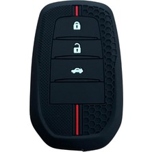 OEM Autohan Keys Toyota Corolla, C-Hr, Camry, Corolla Cross, Prius, Prado, Rav4, Hilux ile Uyumlu 3 Düğme Siyah Petek Desenli Anahtar Kılıfı
