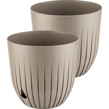 OEM Çizgi Saksı (2, Kahverengi, 10 Litre)